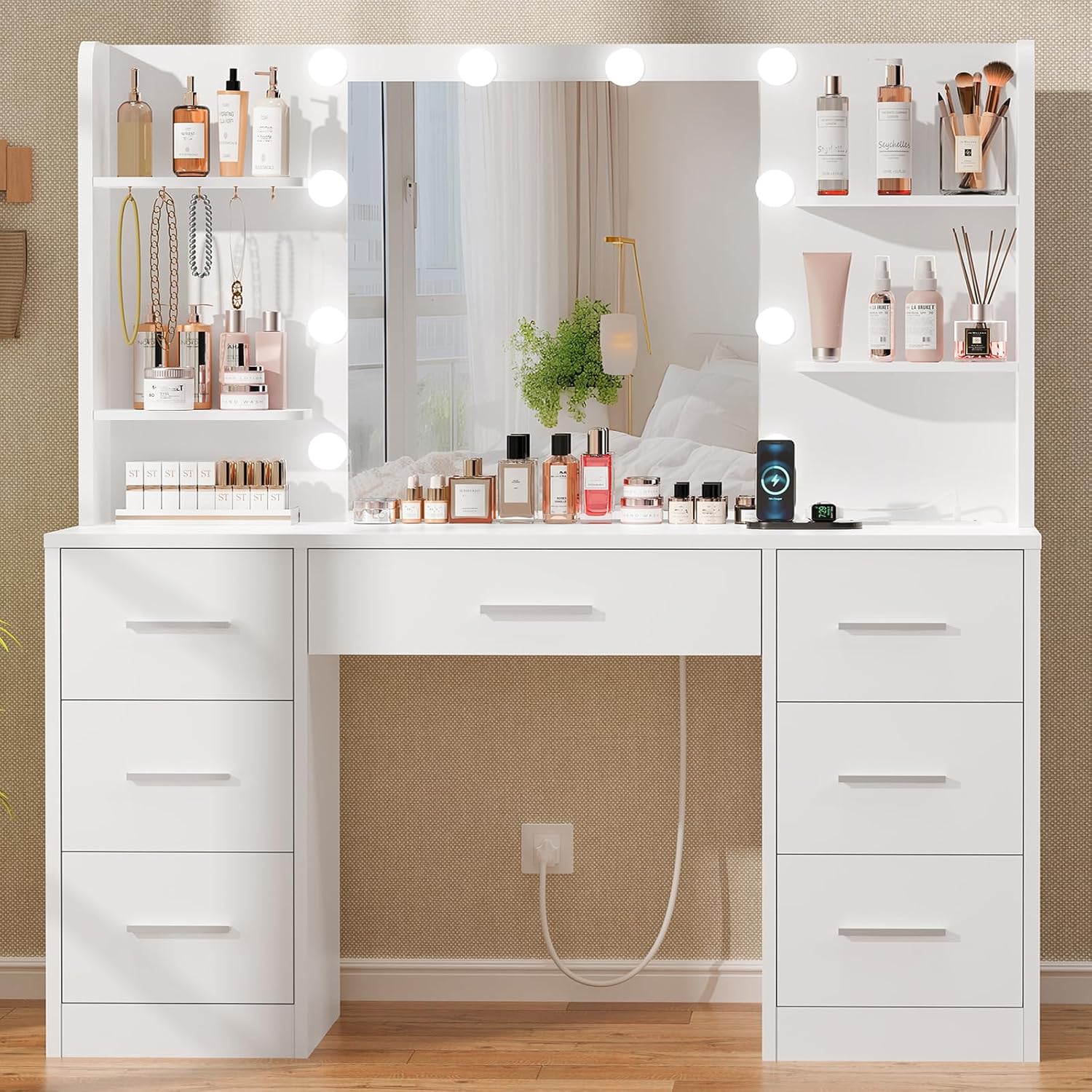 Home Outlet Bathroom Mirrors - Large Vanity Desk with LED Lighted