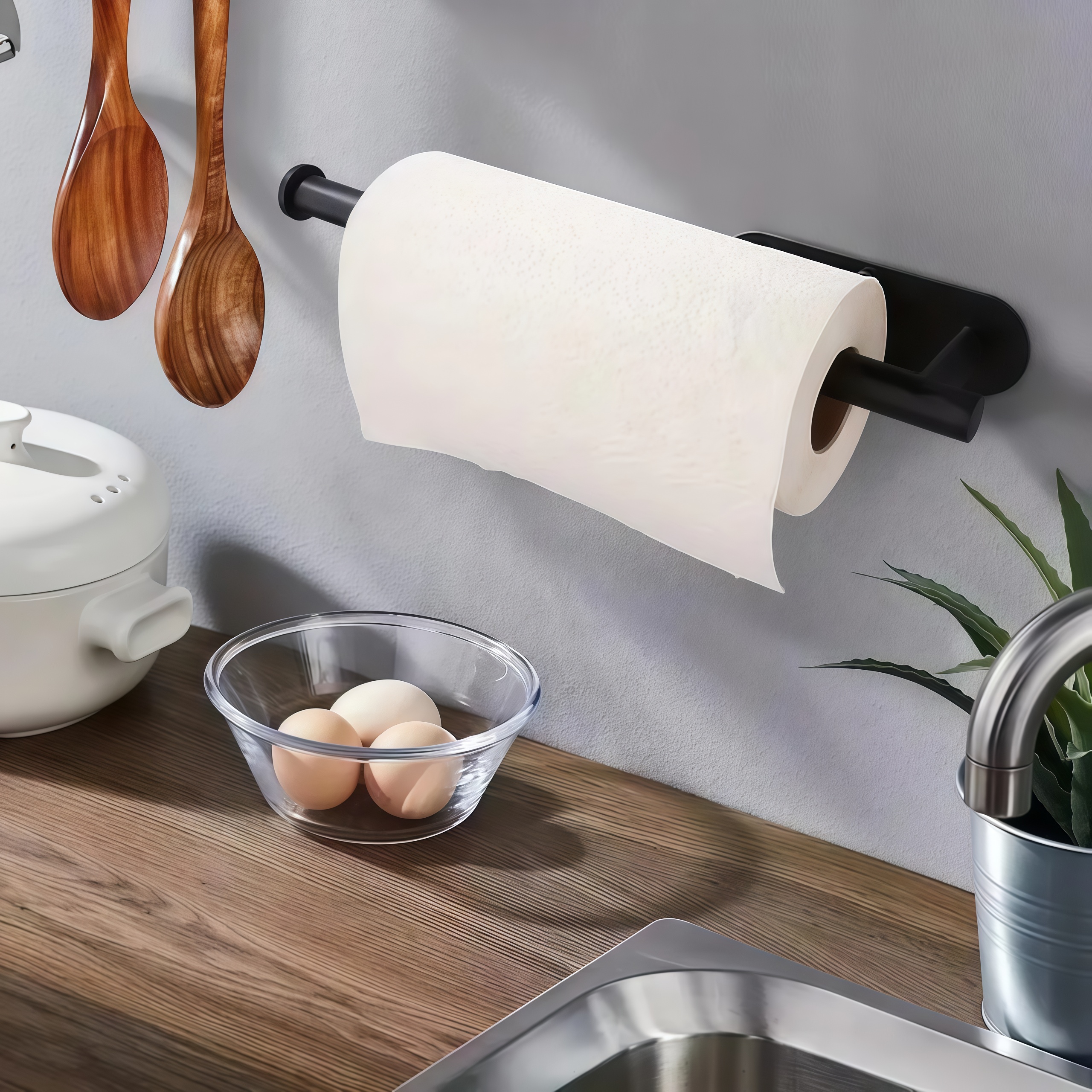 Home Bathroom Paper Towel Dispenser - Small Space Organizer, Wall-mounted Punch-free Paper