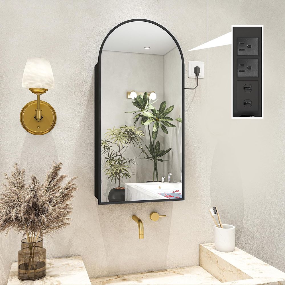 Home Outlet Bathroom Mirrors - Medicine Cabinet Mirror with Power Outlet,