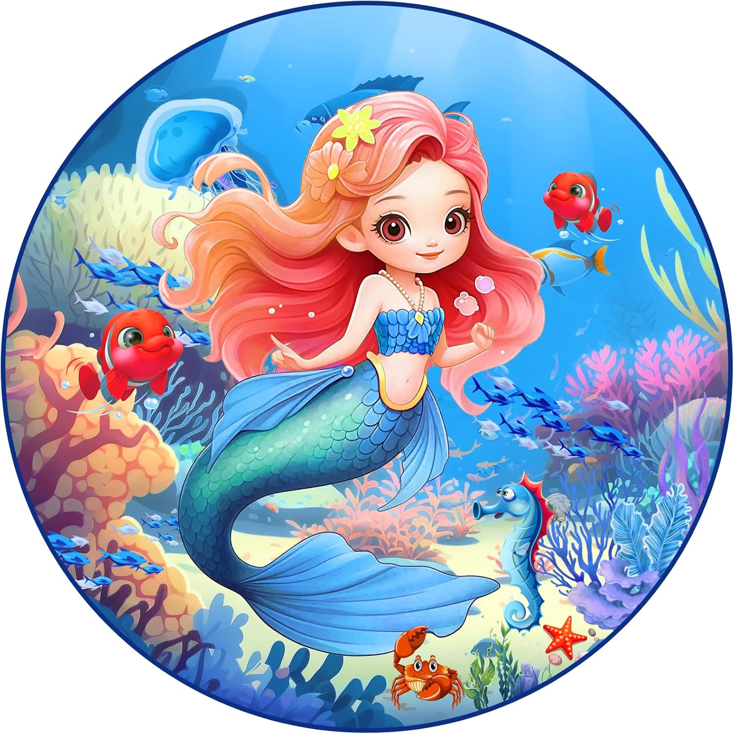 Mermaid Underwater Scene Round - Home Bathroom Scene avis et prix