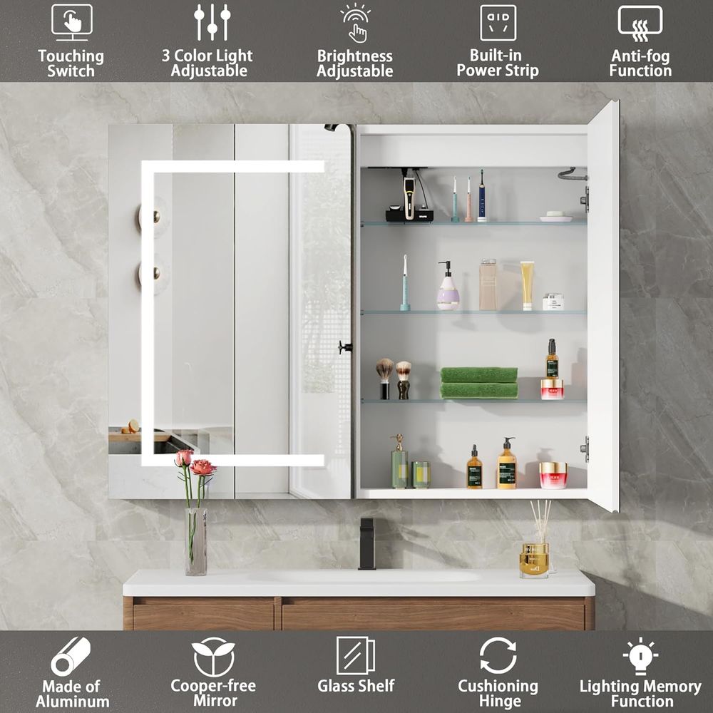 LED Medicine Cabinet with Mirr - Home Outlet Bathroom Mirrors avis et prix