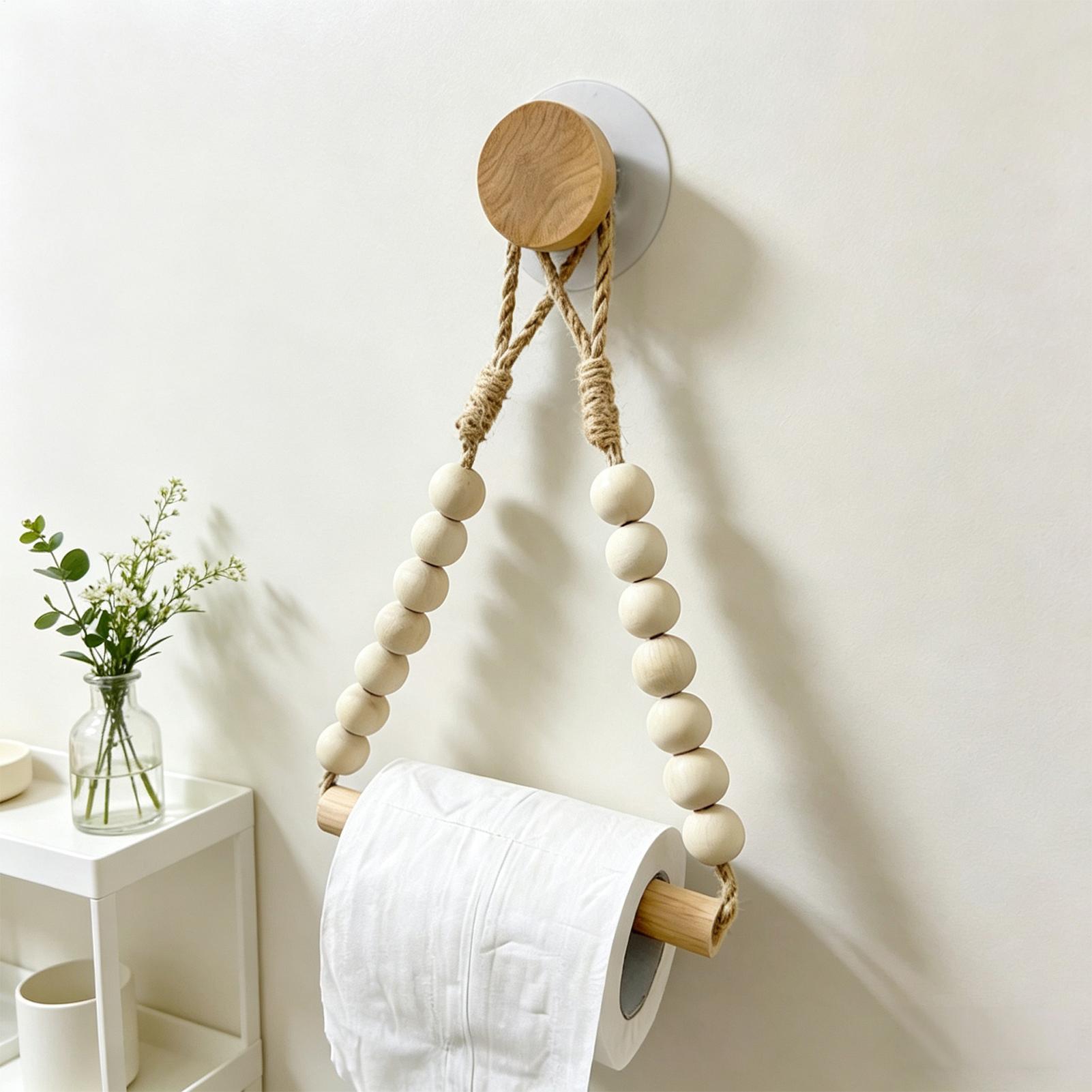 Toilet Paper Holder Wood Bead  - Home Bathroom Paper Towel Dispenser avis et prix