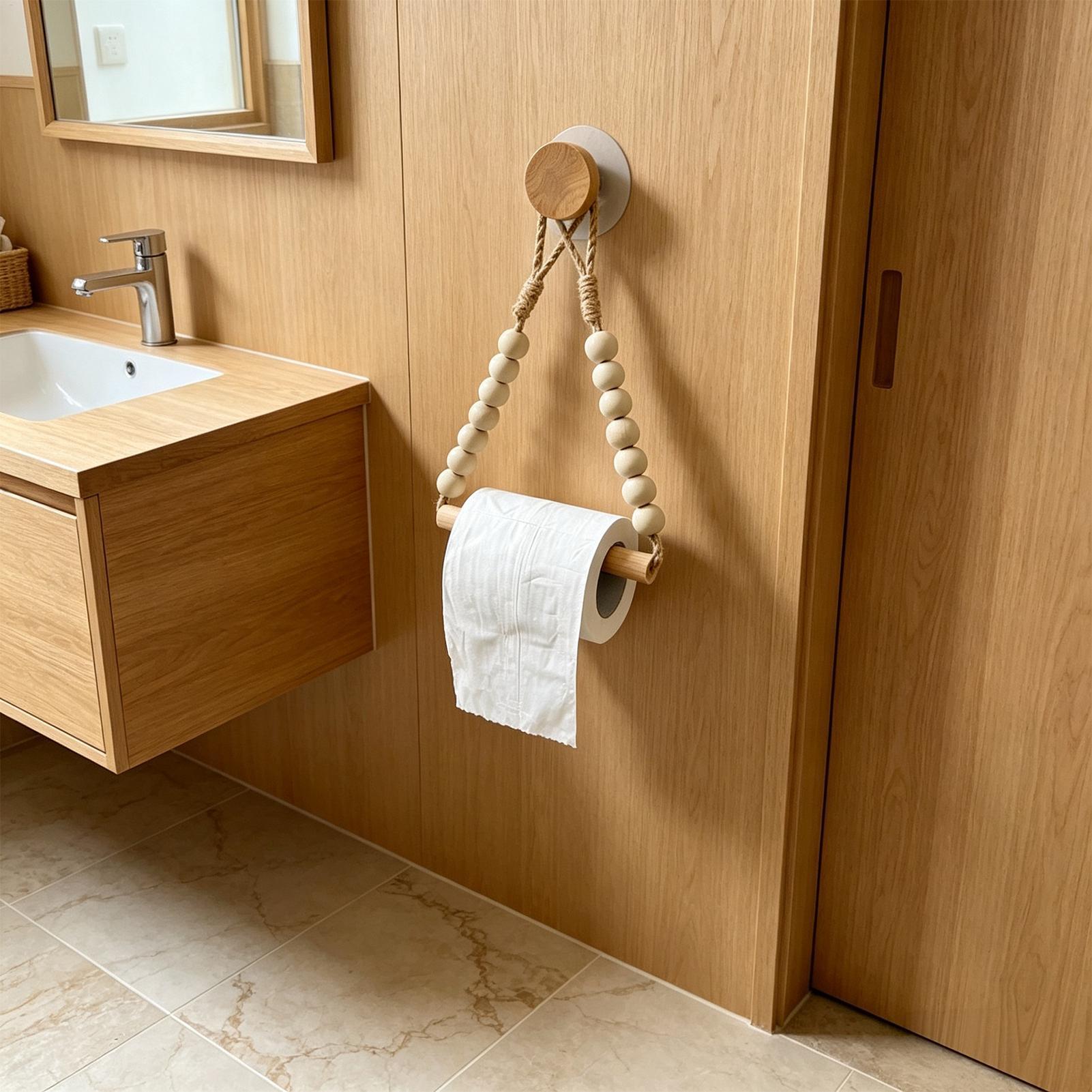 Toilet Paper Holder Wood Bead  - Home Bathroom Paper Towel Dispenser avis et prix