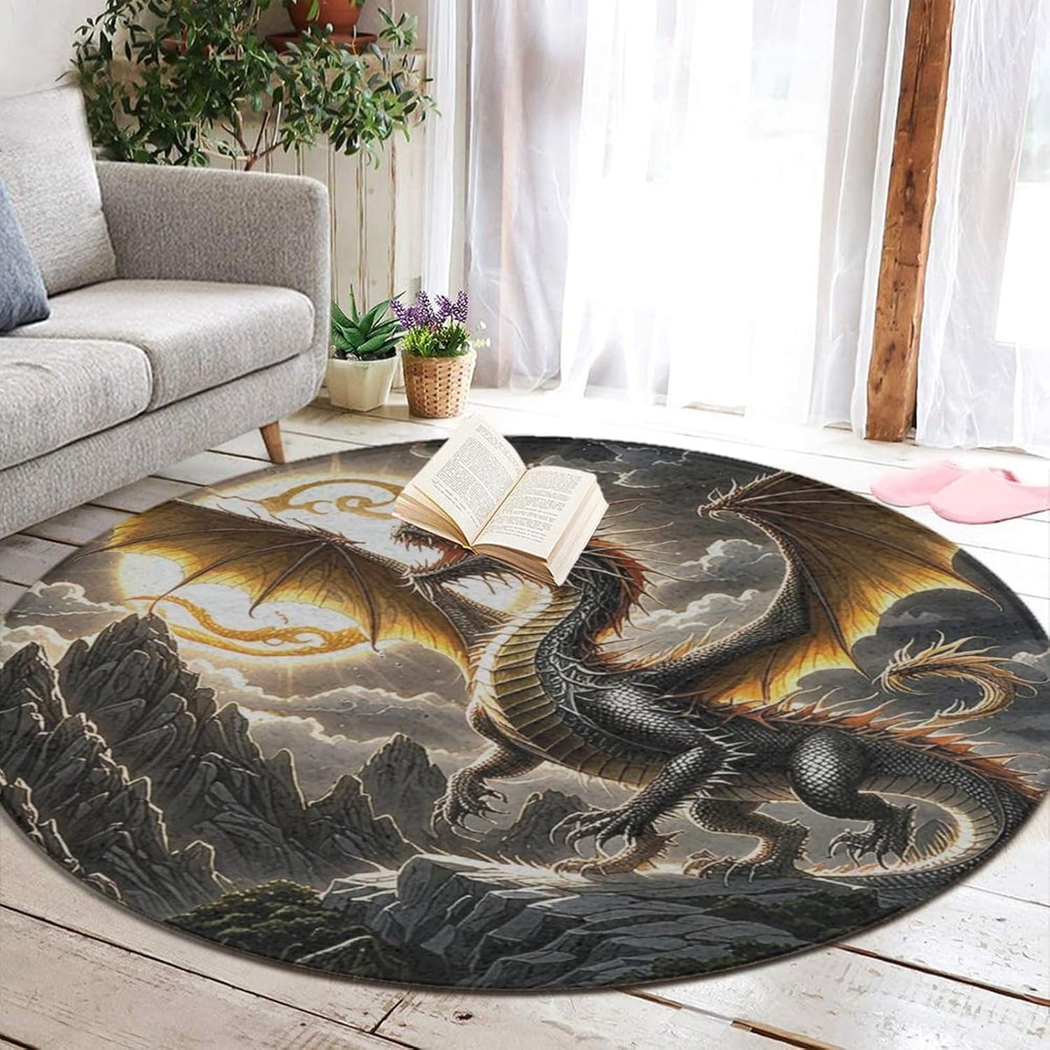 Majestic Dragon Round Rug Fant - Home Bathroom Scene avis et prix