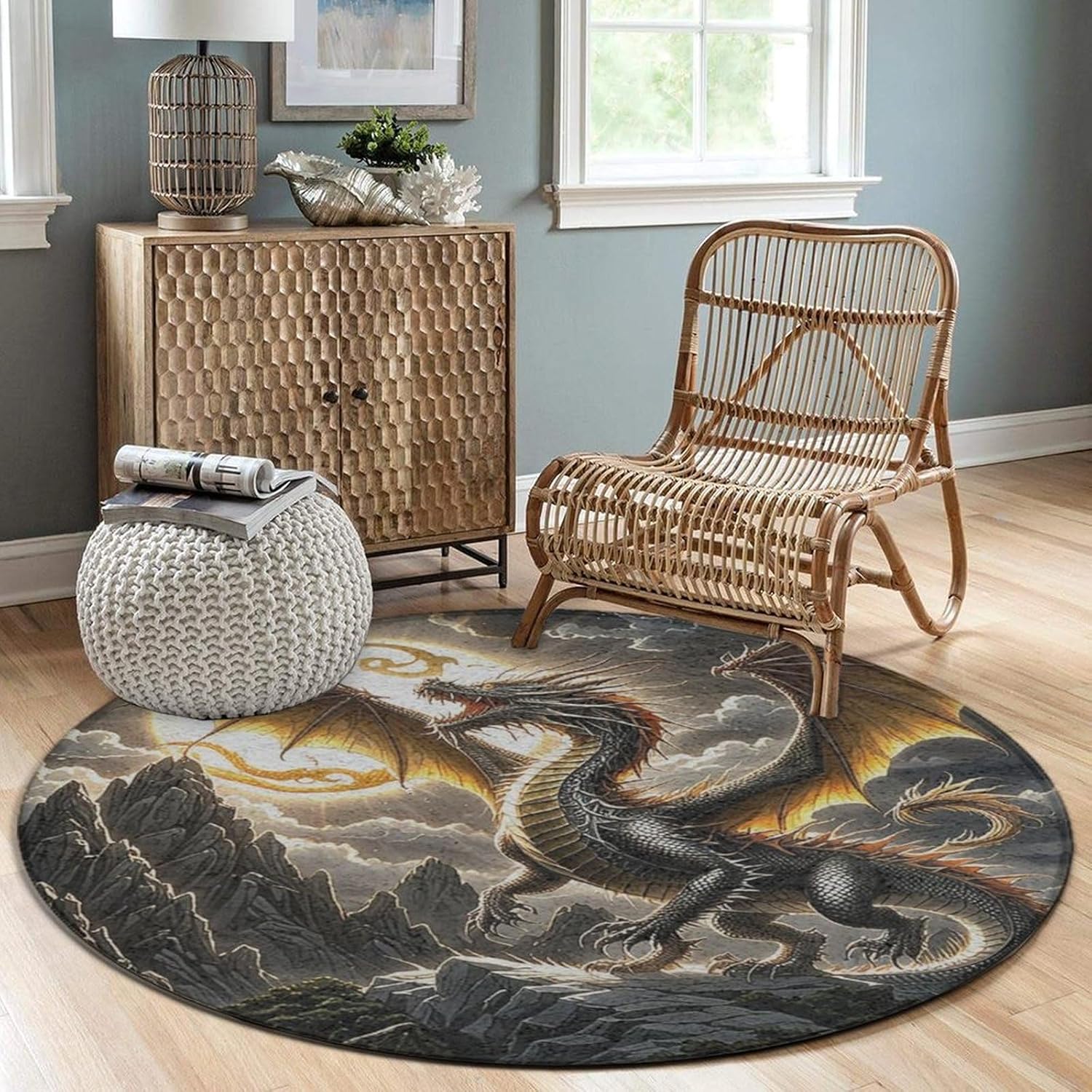 Majestic Dragon Round Rug Fant - Home Bathroom Scene avis et prix