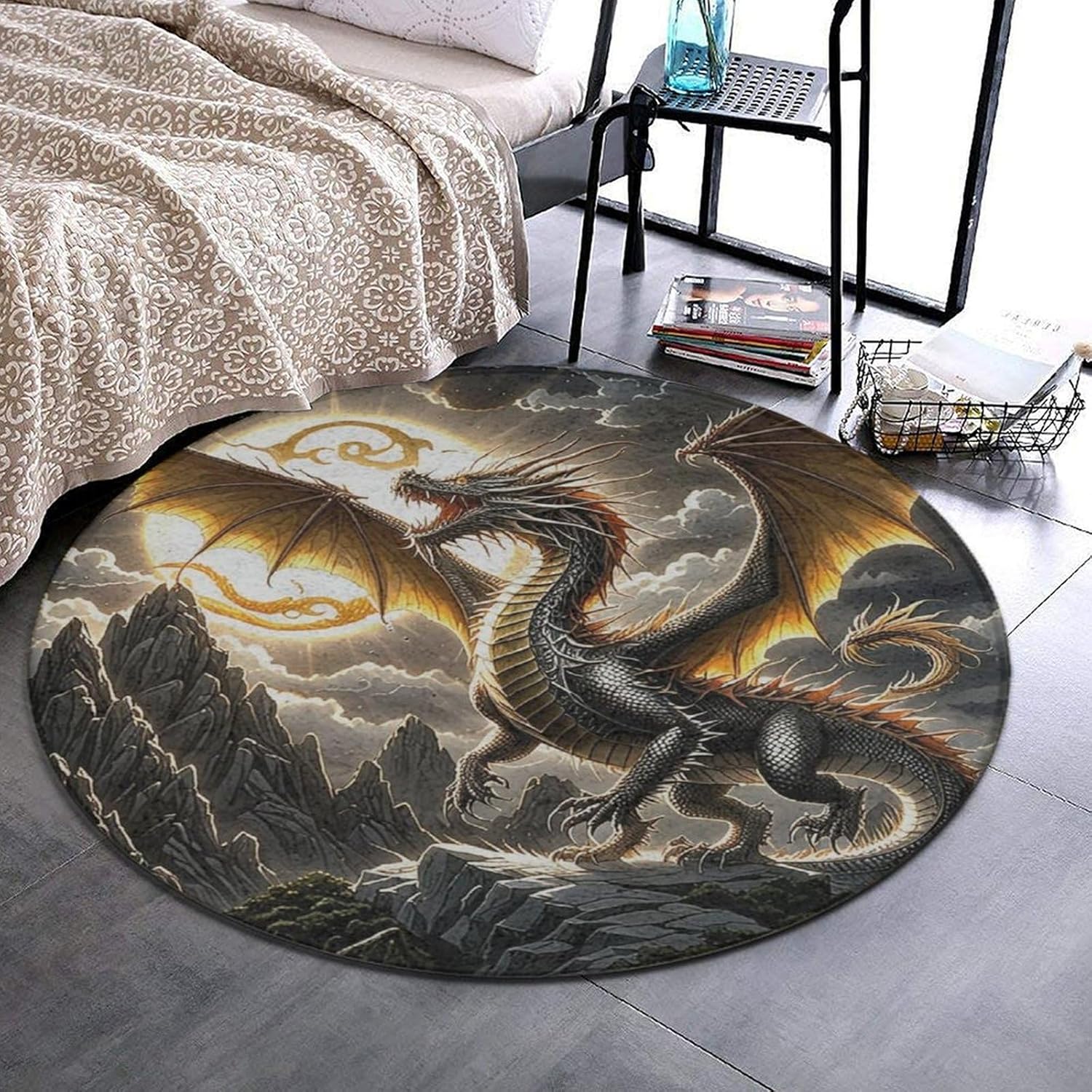 Majestic Dragon Round Rug Fant - Home Bathroom Scene avis et prix