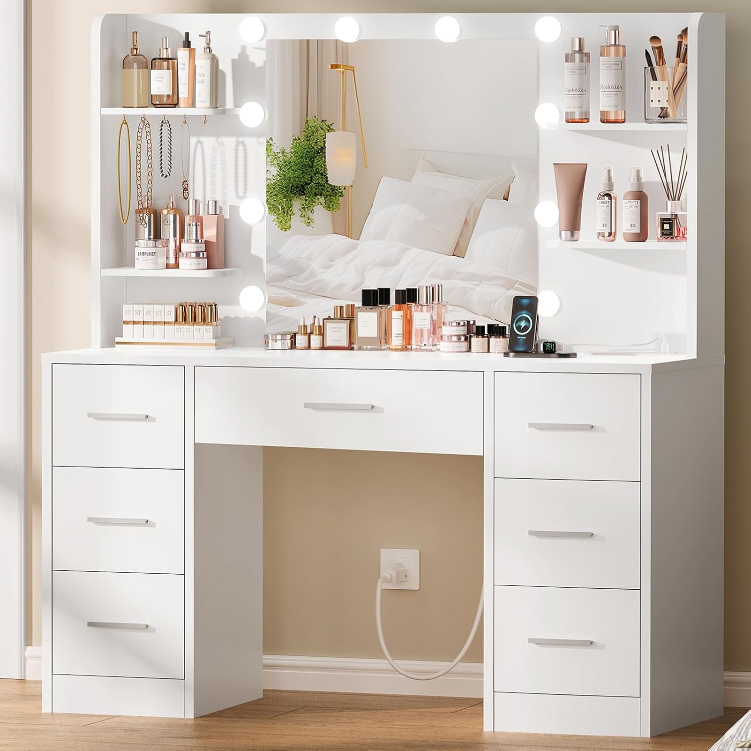 Large Vanity Desk with LED Lig - Home Outlet Bathroom Mirrors avis et prix