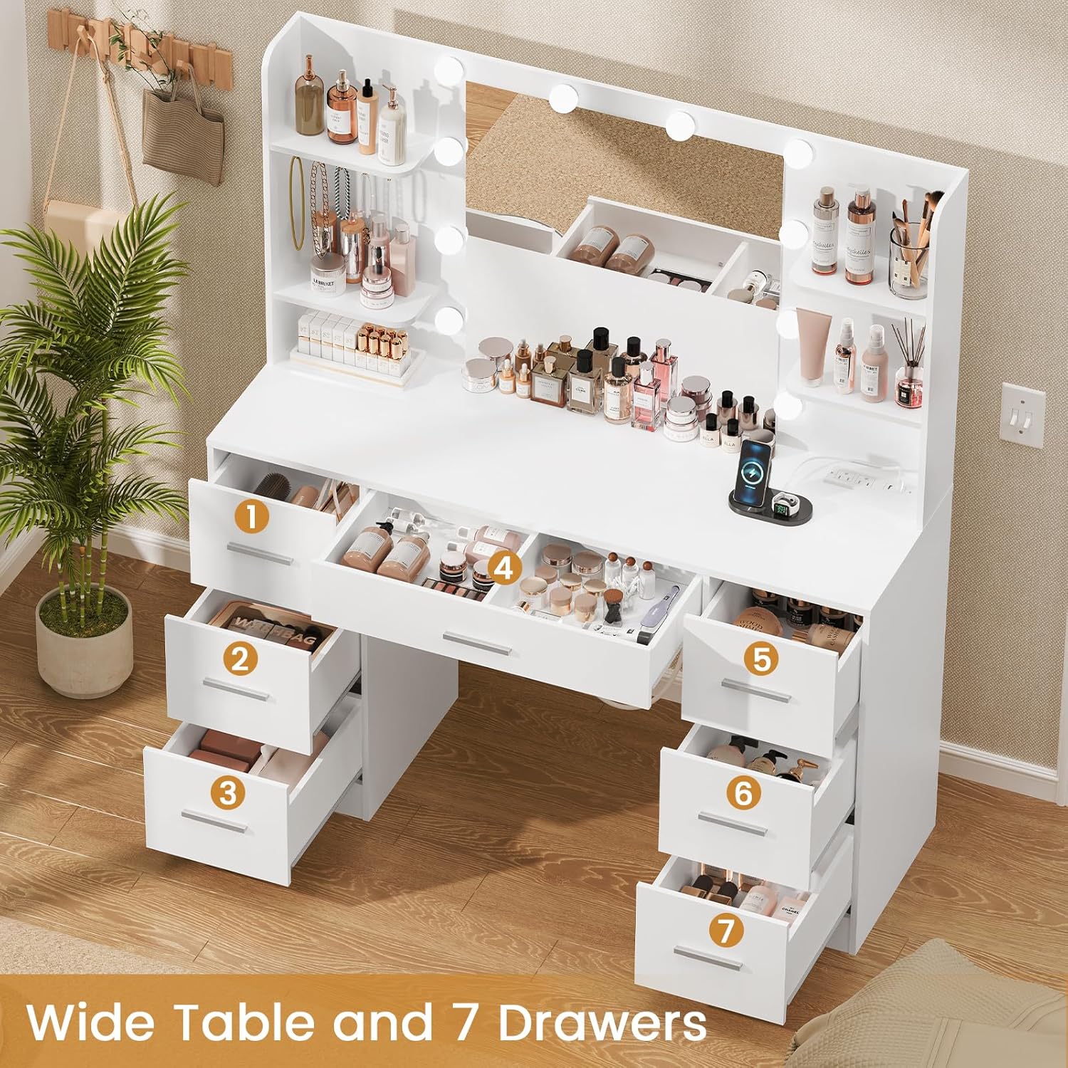 Large Vanity Desk with LED Lig - Home Outlet Bathroom Mirrors avis et prix