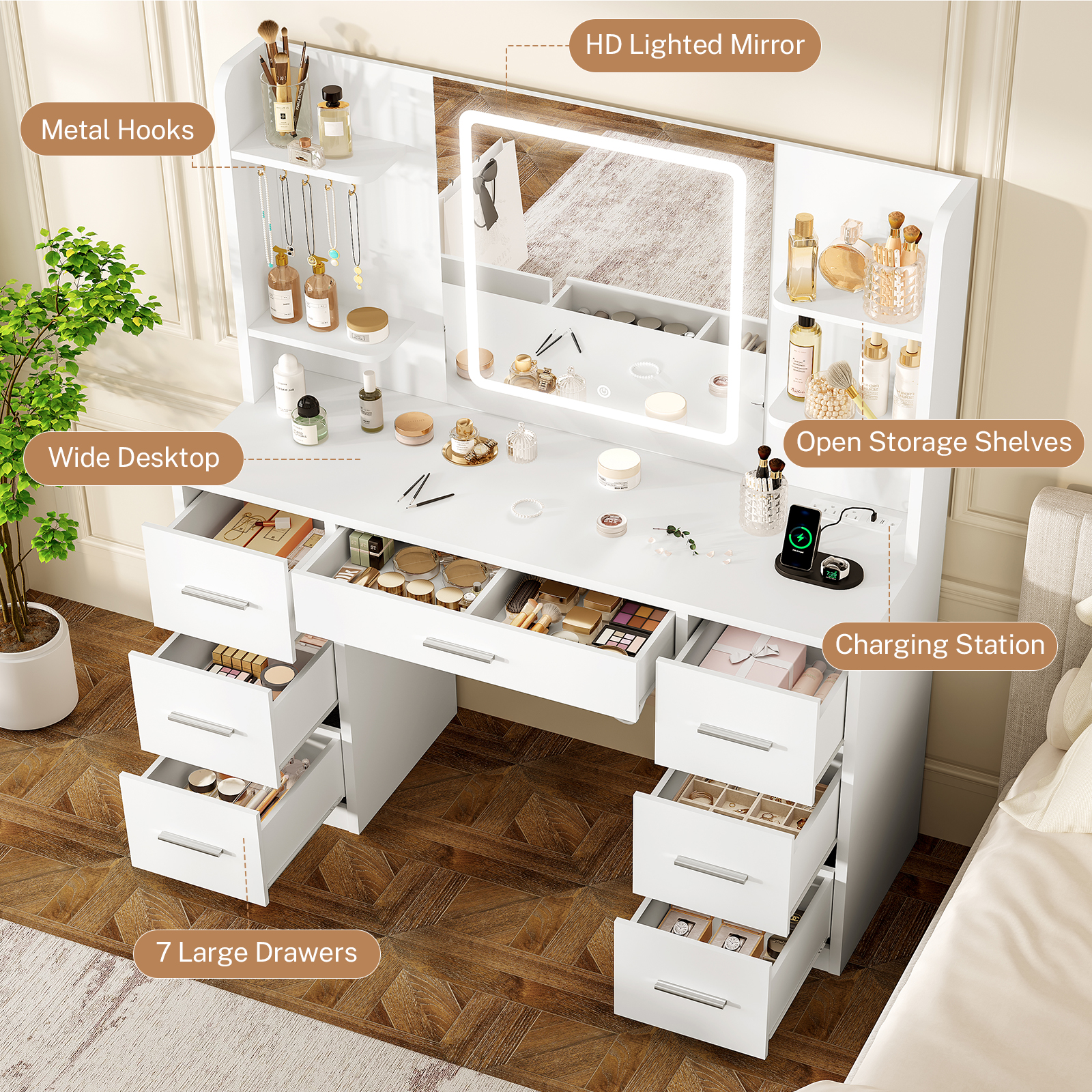Large Vanity Desk with LED Lig - Home Outlet Bathroom Vanity avis et prix