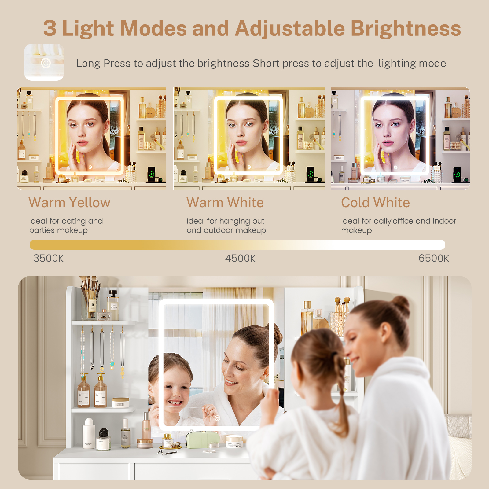 Large Vanity Desk with LED Lig - Home Outlet Bathroom Vanity avis et prix