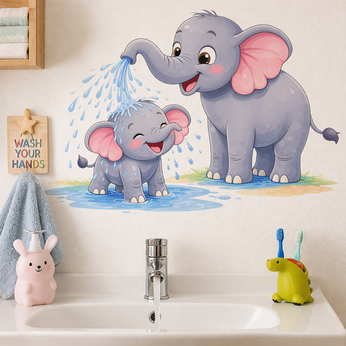 New Cartoon Elephant Wall Stic - Home Bathroom Scene avis et prix