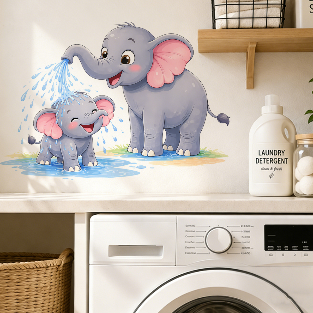 New Cartoon Elephant Wall Stic - Home Bathroom Scene avis et prix