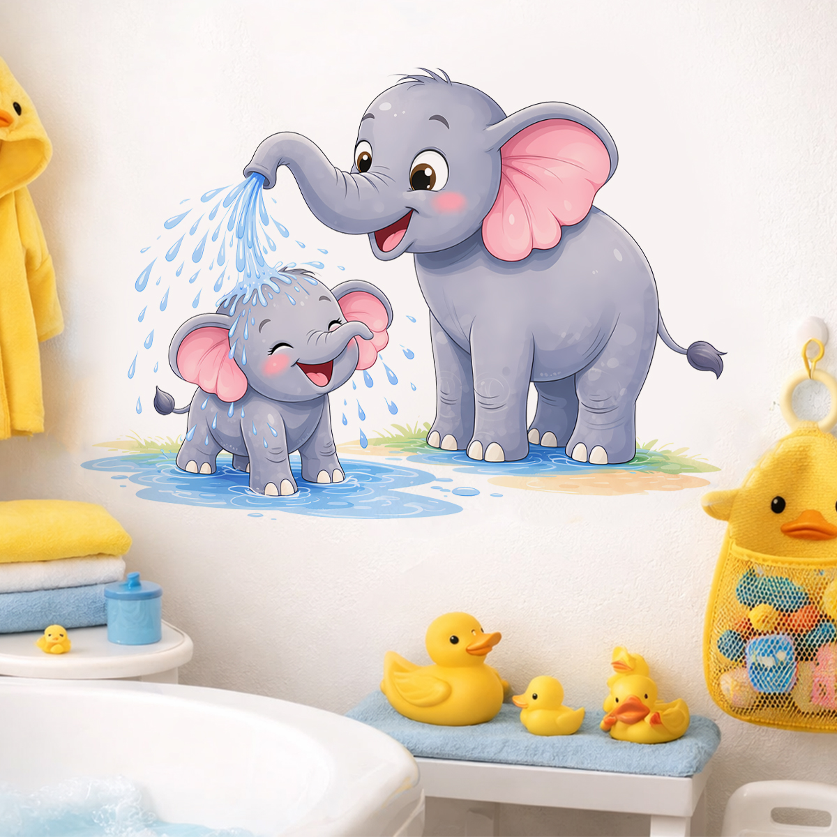 New Cartoon Elephant Wall Stic - Home Bathroom Scene avis et prix