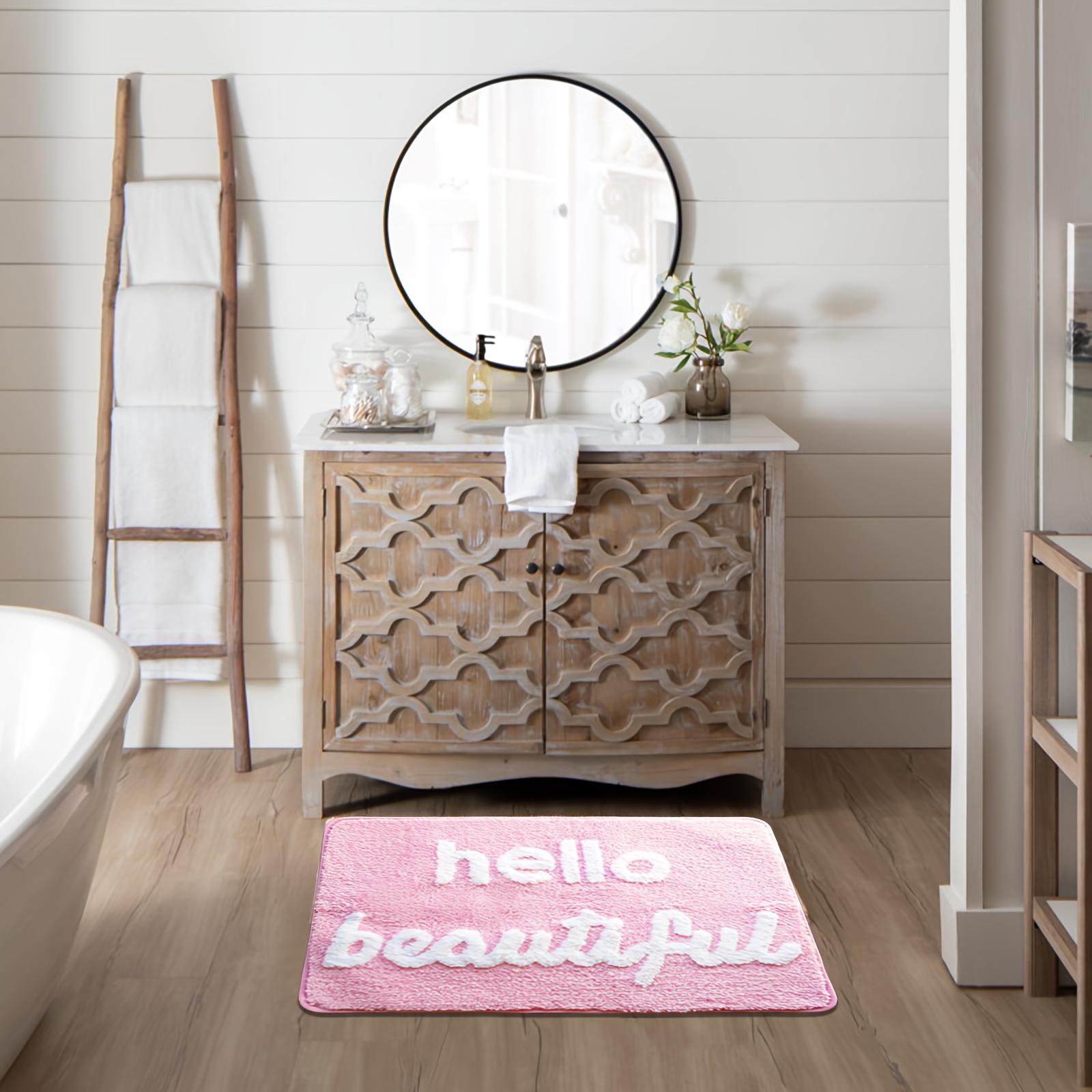 1pc, Hello Beautiful Non-slip  - Home Goods Bathroom Mats avis et prix