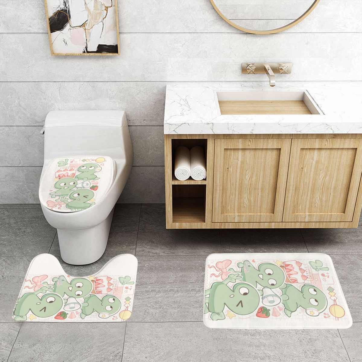 Two Tpot BFDI 3 Pcs Bath Mat B - Home Bathroom With Two Toilets avis et prix
