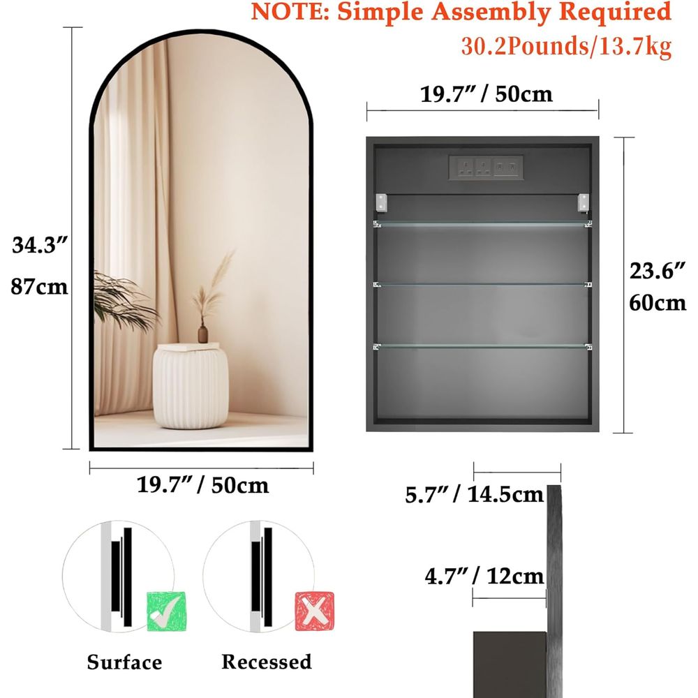 Medicine Cabinet Mirror with P - Home Outlet Bathroom Mirrors avis et prix